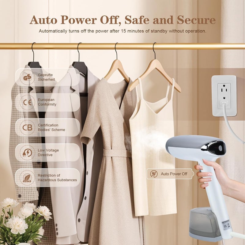 ARSFUTU Steamer for Clothes Handheld Clothes Steamer 1300W Portable Garment Steamer Auto Shut-off 20-Second Fast Heat-up with Adjustable Steam 12.34oz Detachable Water Tank for Home Office Travel - Image 5